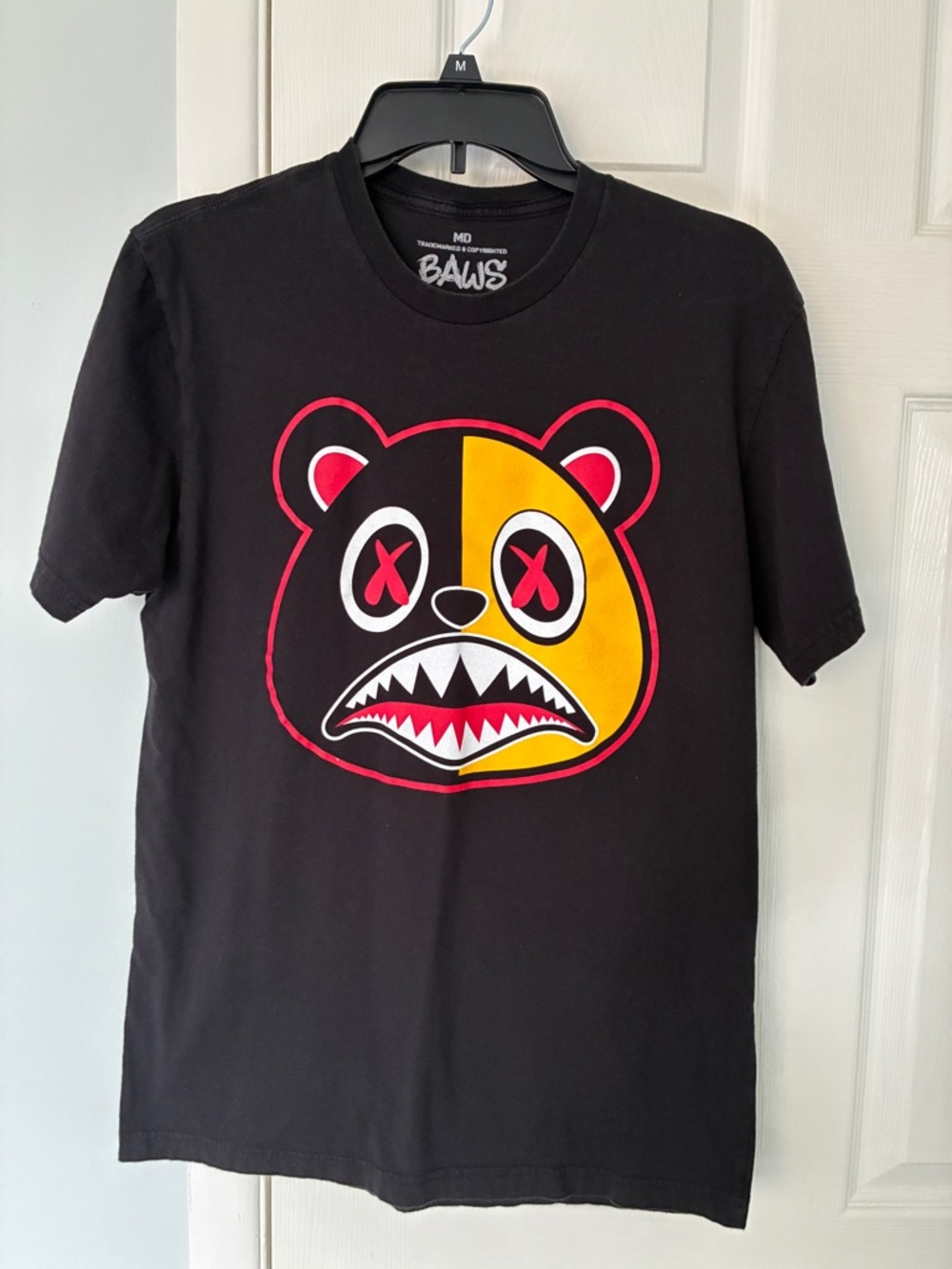 Men’s Black Short Sleeve Graphic Tee - Yellow & Red Bear Print Baws Life